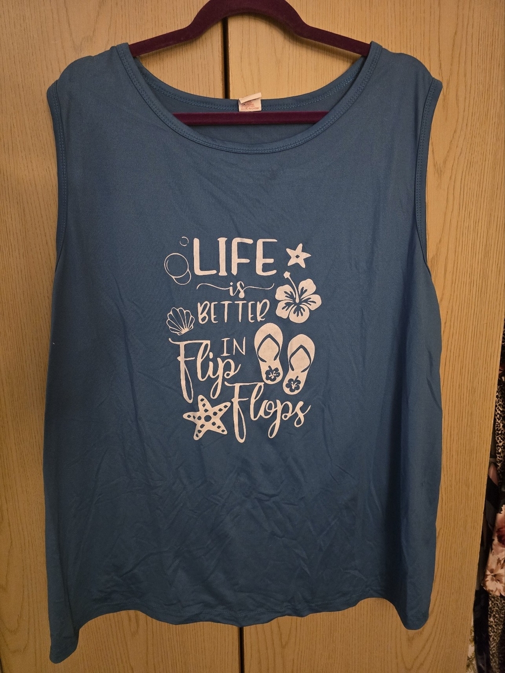 Relaxed Blue Graphic Tank Top - Life is Better in Flip Flops